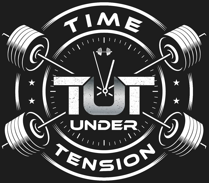 Clock and weights, "Time Under Tension" text.